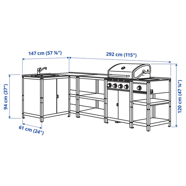 Illustration avec les mesures du produit : GRILLSKÄR.