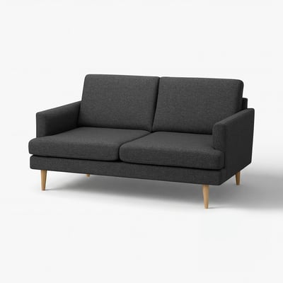 Canapé GRILLSTORP gris foncé moderne, design élégant, pieds en bois, coussins douillets.