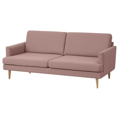 Canapé en tissu rose GRILLSTORP, design moderne avec pieds hauts, 3 places, douillet et confortable.