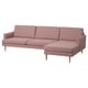 Canapé 4 places en tissu rose GRILLSTORP, design moderne du milieu du siècle, pieds en bois.