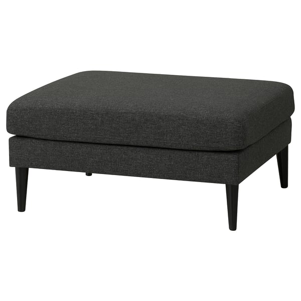 Pouf GRILLSTORP, gris, rembourré, carré, quatre pieds fuselés.