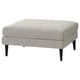 Repose-pieds minimaliste GRILLSTORP en tissu gris clair avec pieds noirs.