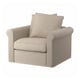 Fauteuil GRÖNLID, beige, mélange de coton et de polyester, doux et structuré, moelleux avec accoudoirs roulés.