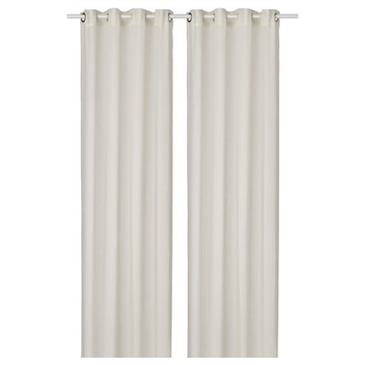 Voilages HÄLLEBRÄCKA blancs, aspect lin, design œillets.