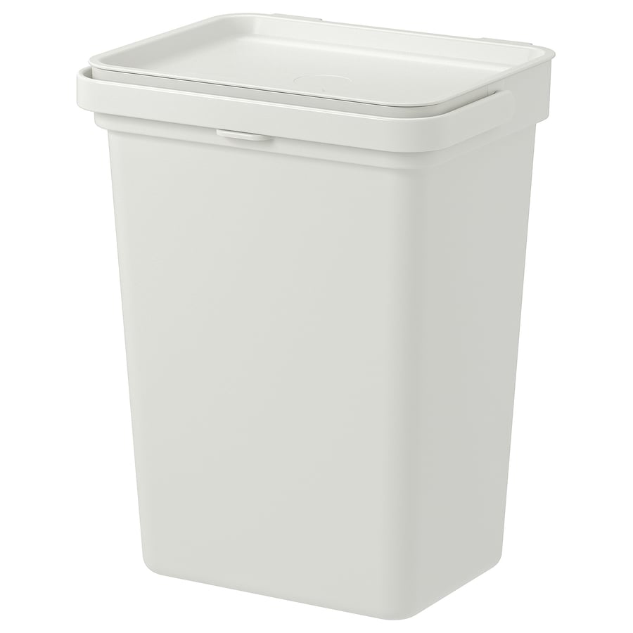 Poubelle avec couvercle, gris clair, 10 l