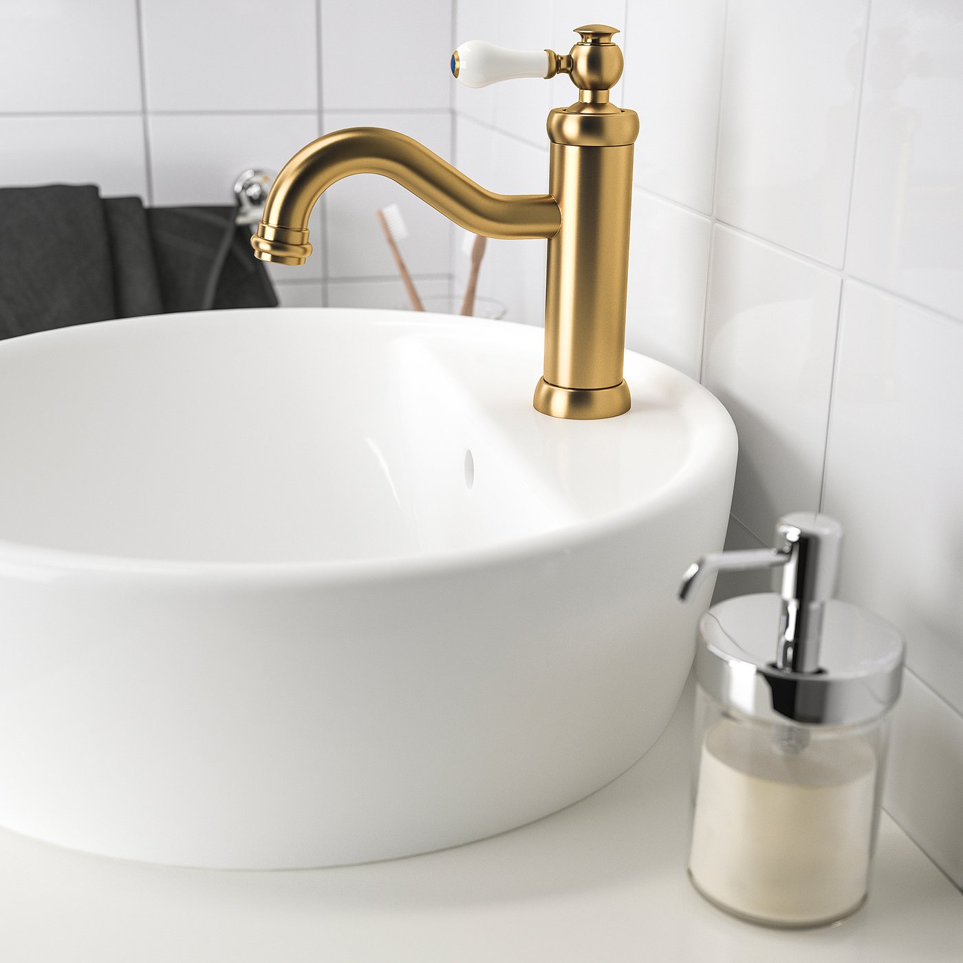 hamnskar mitigeur lavabo avec bonde laiton couleur laiton ikea