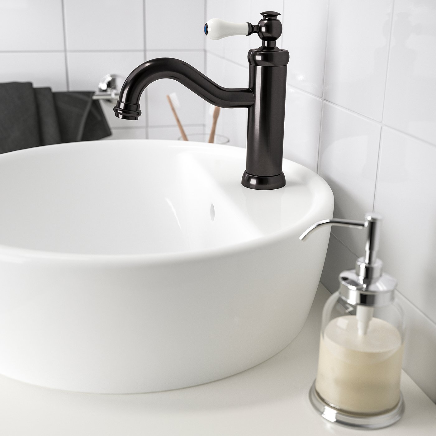 Hamnskar Mitigeur Lavabo Avec Bonde Noir Ikea