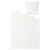 Parure de lit HAMPFLOCKEL blanche : couette et oreiller, percale de coton croustillante, lisse et fraîche, fermeture enveloppe.