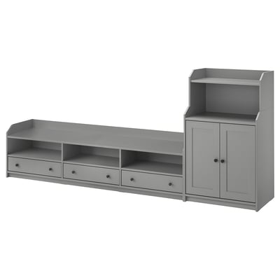 HAUGA Combinaison TV/rangement, gris, 276x46x116 cm