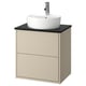 Option : Vanité murale HAVBÄCK : beige, évier blanc, comptoir noir, garanti.