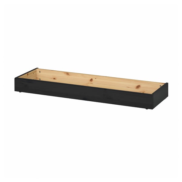 Étagère rectangulaire en bois noir, HAVSTA, pin massif, surface lisse.