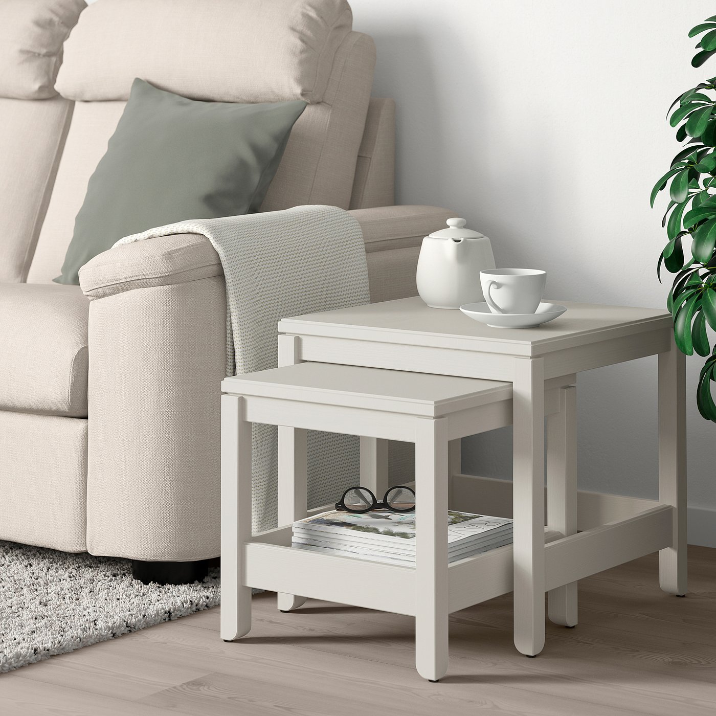 Havsta Tables Gigognes Lot De 2 Blanc Ikea