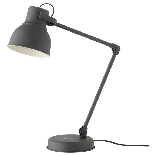 Hektar Lampe Bureau Station Charge S Fil Gris Fonce Ikea