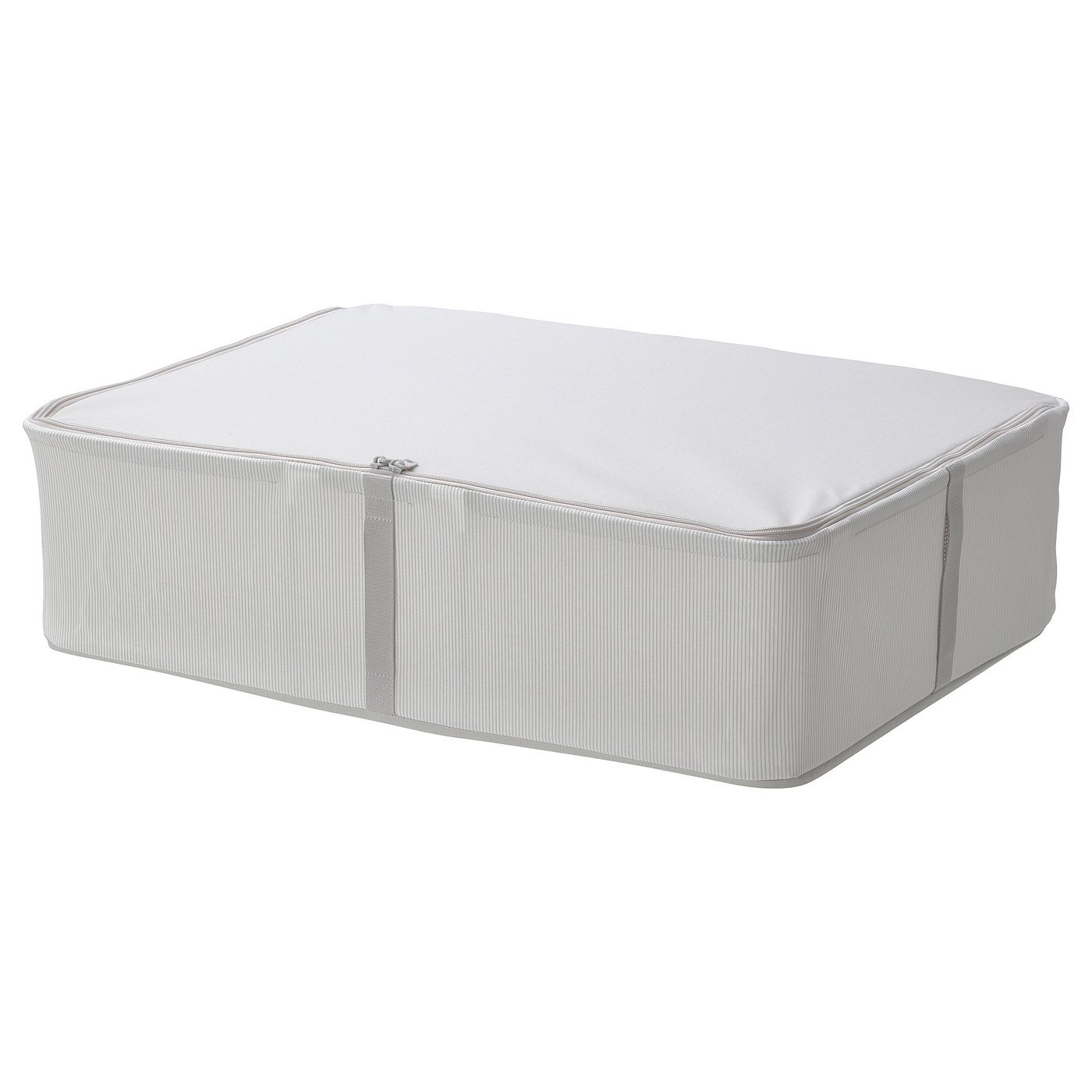 HEMMAFIXARE Sac de rangement, tissu rayé/blanc/gris, 69x51x19 cm