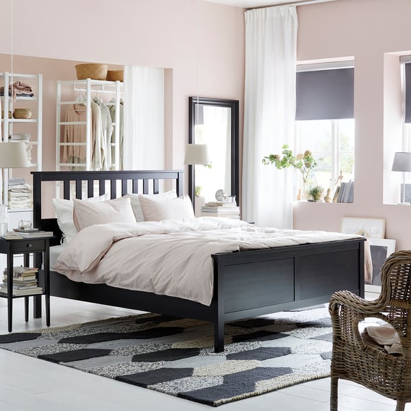 hemnes cadre de lit brun noir 140x200 cm ikea