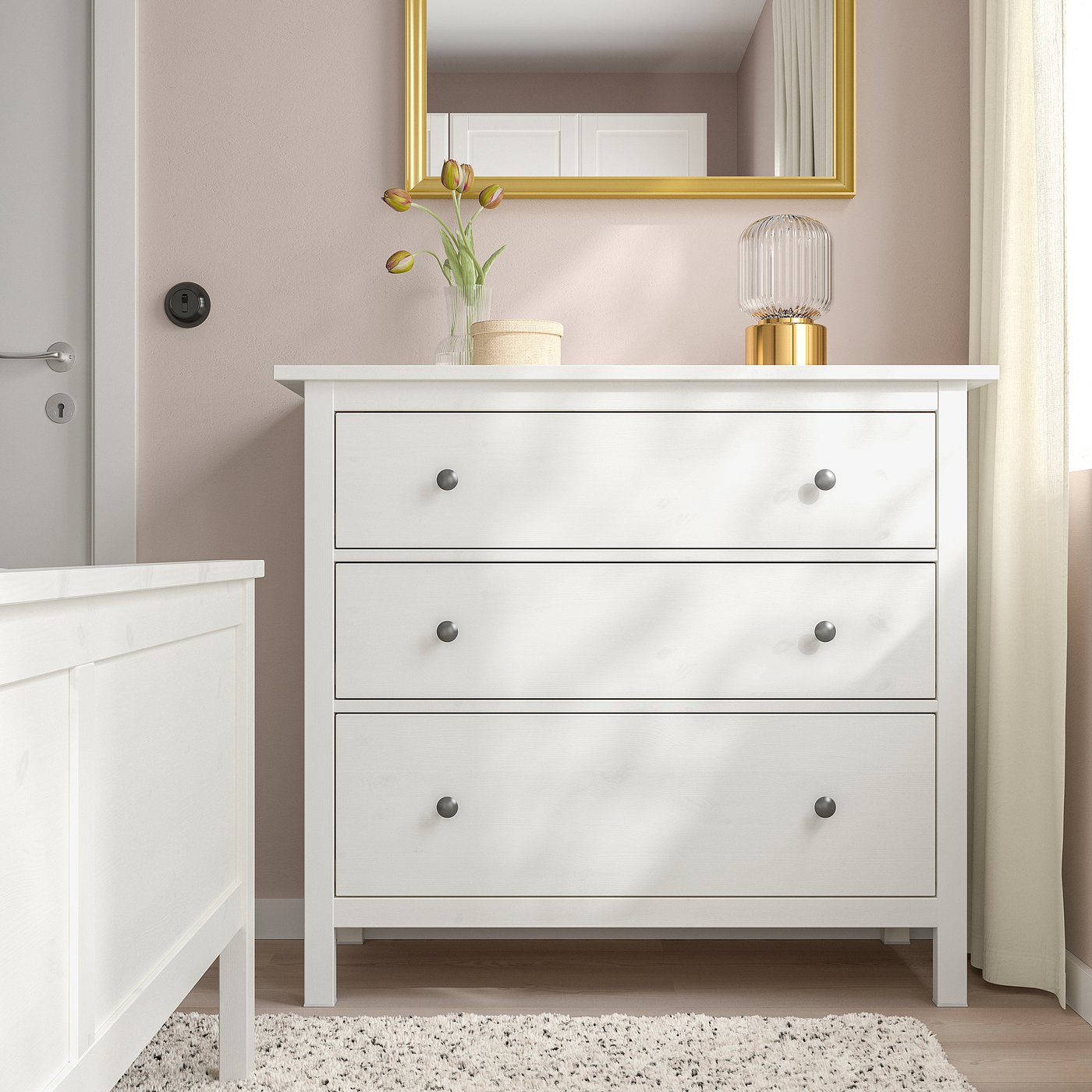 HEMNES Commode tiroirs, teinté blanc, 108x96 cm IKEA