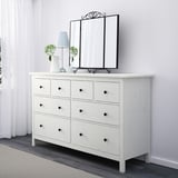 HEMNES Commode 8 tiroirs, teinté blanc, 160x96 cm