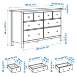 HEMNES Commode 8 tiroirs, teinté blanc, 160x96 cm