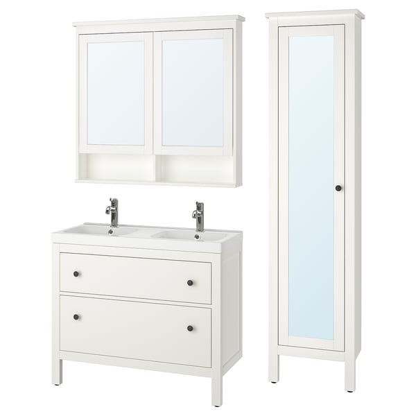Hemnes Odensvik Mobilier Salle De Bain 6 Pieces Blanc Voxnan Mitigeur Lavabo Ikea