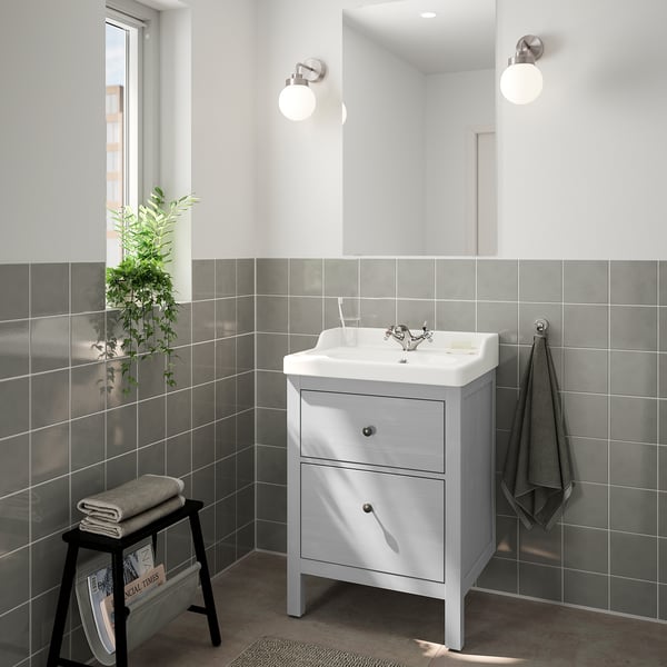 hemnes rattviken mobilier salle de bain 4 pieces gris runskar mitigeur lavabo ikea