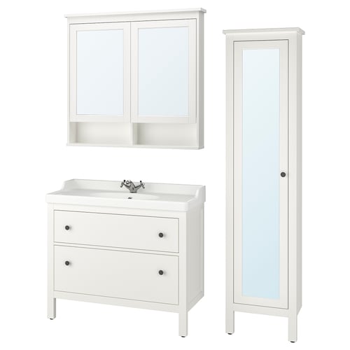 HEMNES / RÄTTVIKEN mobilier salle de bain, 5 pièces, blanc/Runskär