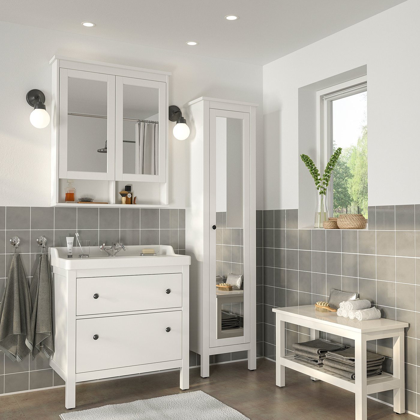hemnes rattviken mobilier salle de bain 5 pieces blanc runskar mitigeur lavabo ikea