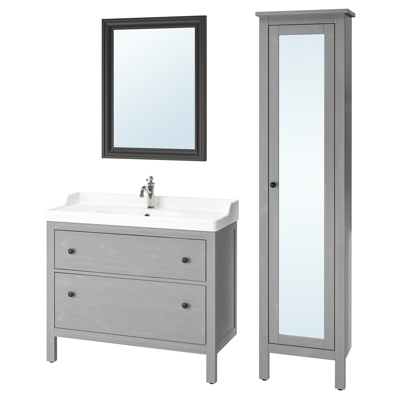 HEMNES / RÄTTVIKEN Mobilier salle de bain, 5 pièces, gris/Hamnskär