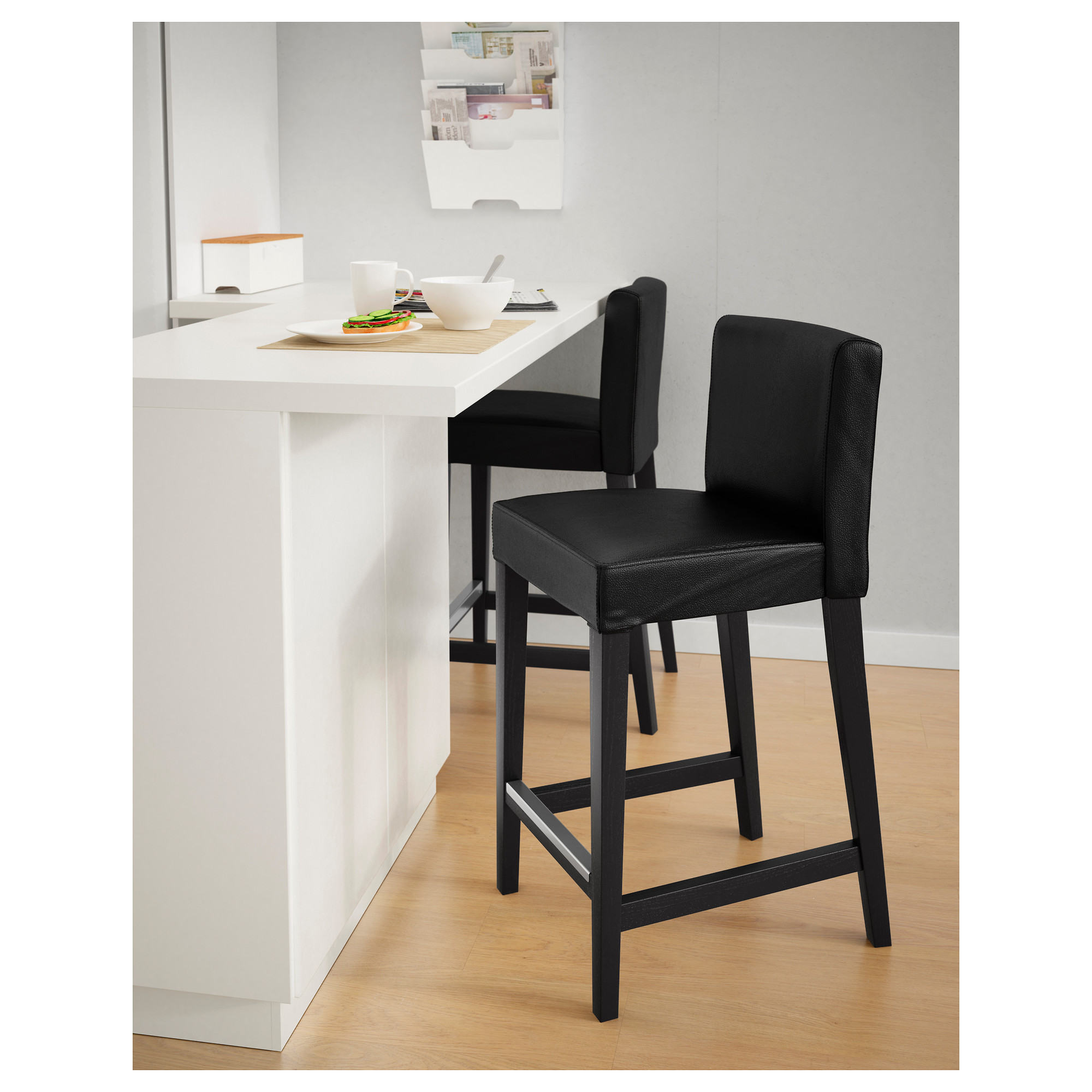 HENRIKSDAL Chaise de bar, brun noir, Glose noir, 63 cm IKEA