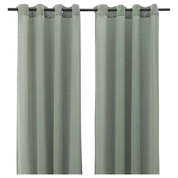 Rideaux 2 Pièces Hilja Gris Vert Avec Oeillets