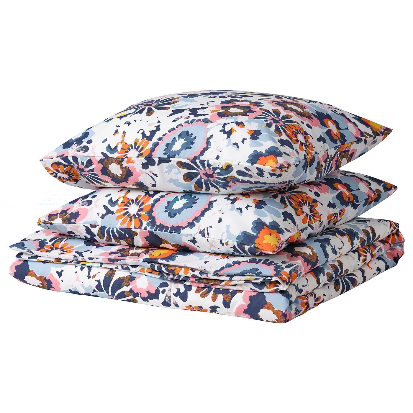 HÖNSGULLÖRT housse de couette et 2 taies, motif floral/multicolore