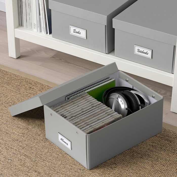 HOVKRATS boîte de rangement avec couvercle, gris clair, 23x32x14 cm IKEA