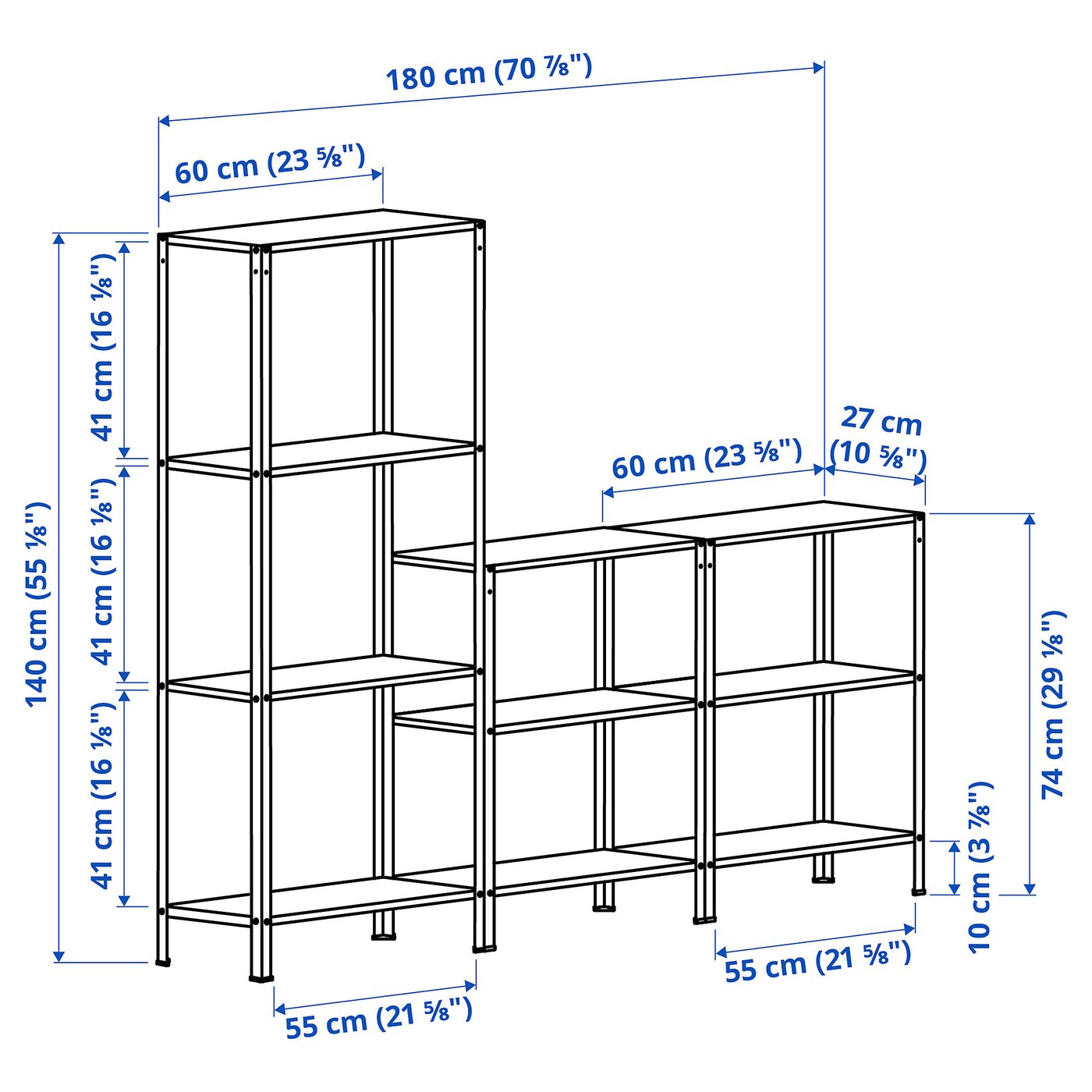 HYLLIS Étagère intérieur/extérieur, 180x27x74-140 cm - IKEA