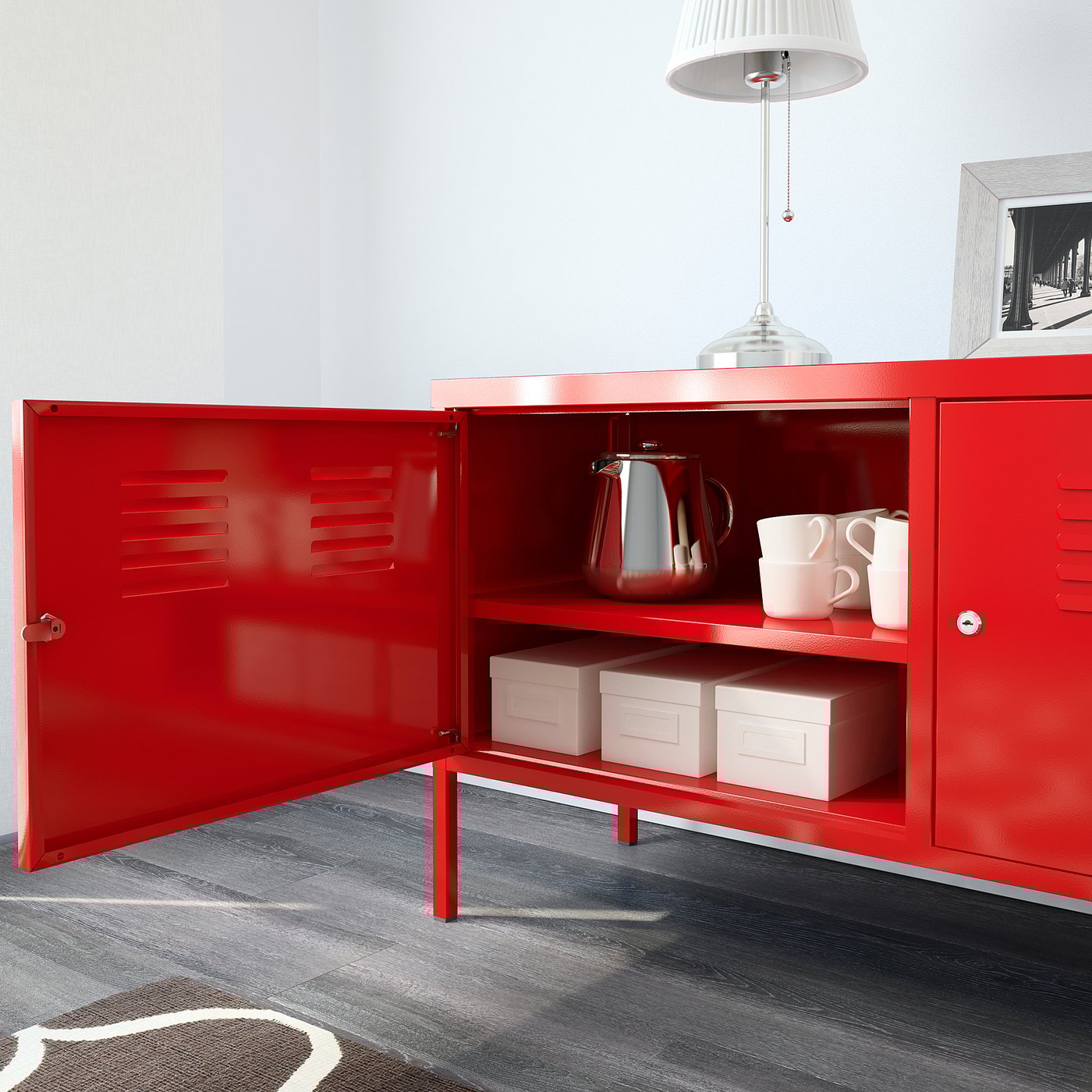 Ikea Ps Armoire Metallique Rouge 119x63 Cm Ikea