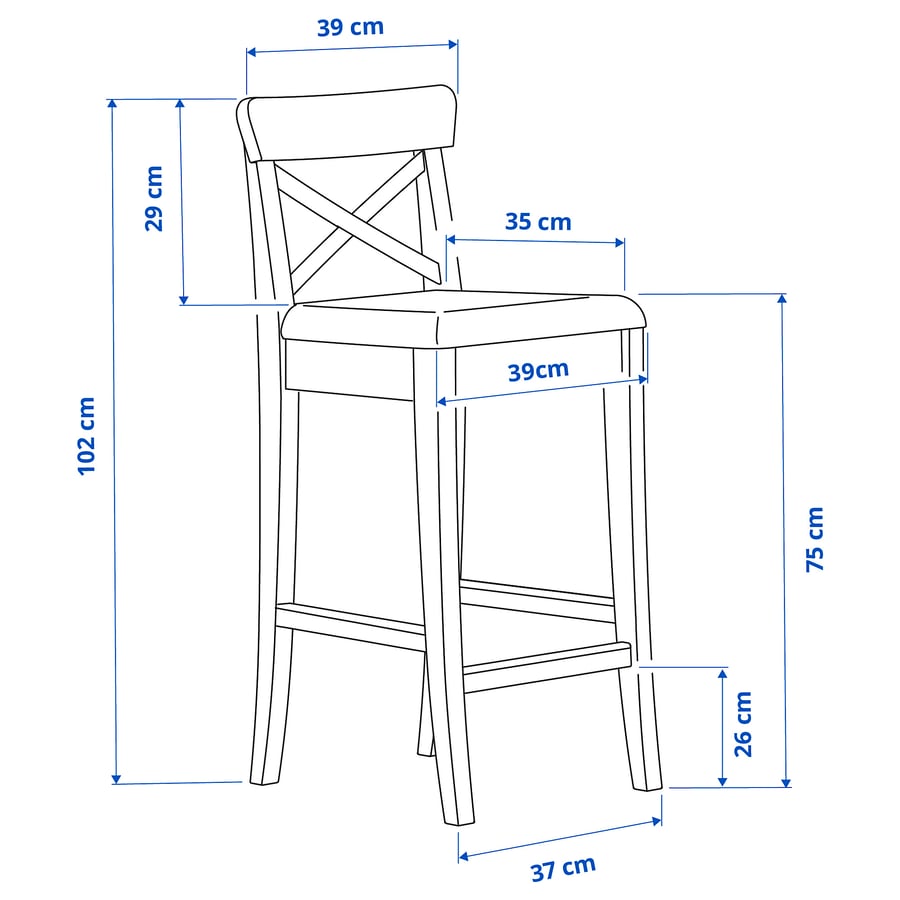 INGOLF Chaise de bar blanc/Hallarp beige 75 cm IKEA