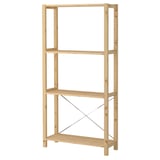 IVAR : étagère en bois de pin naturel, 4 étagères, design minimaliste.