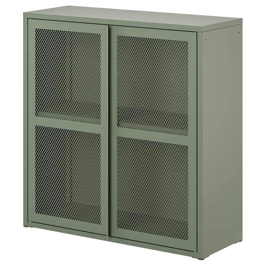 IVAR armoire avec portes, gris vert grillage, 80x83 cm IKEA