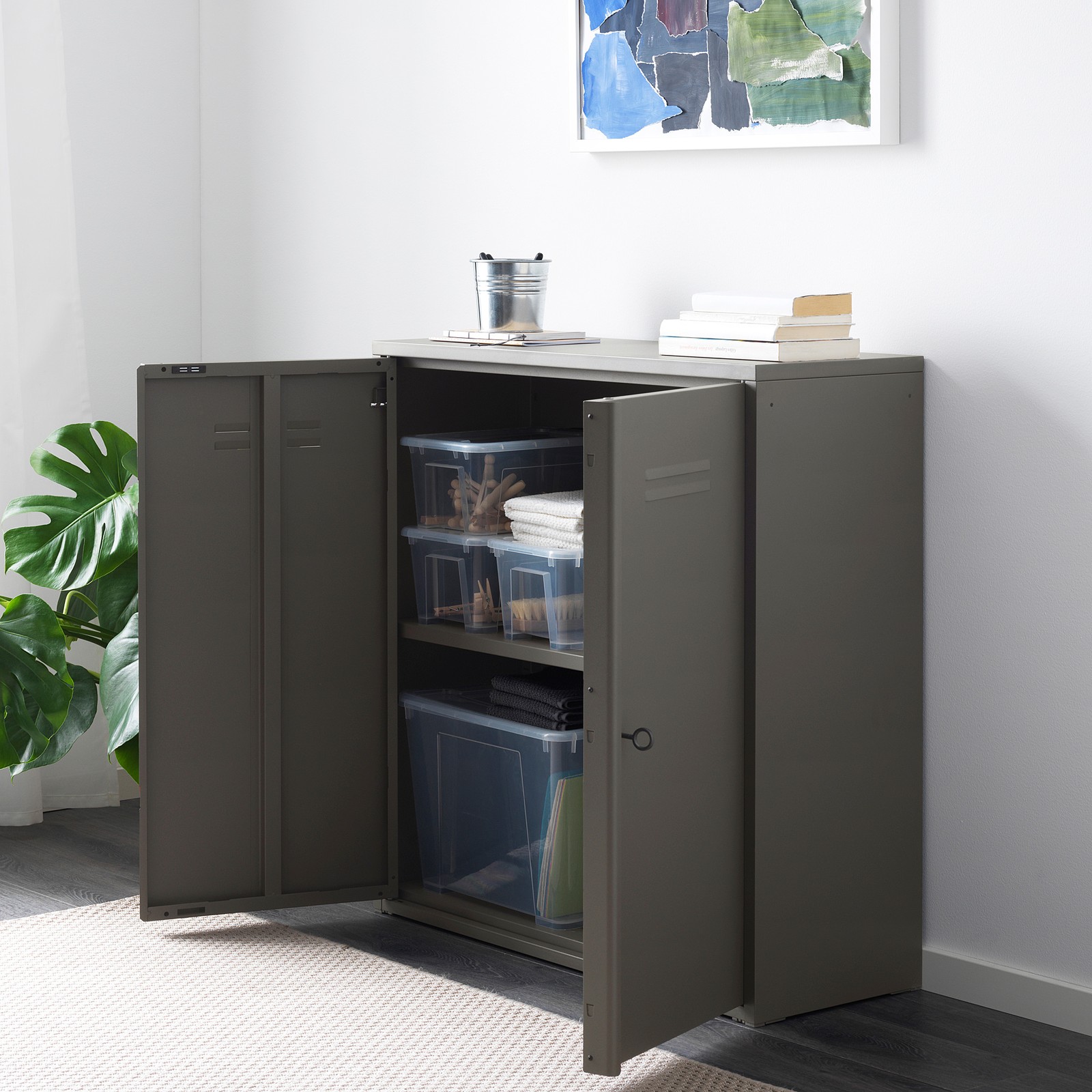 IVAR Armoire avec portes, gris IKEA