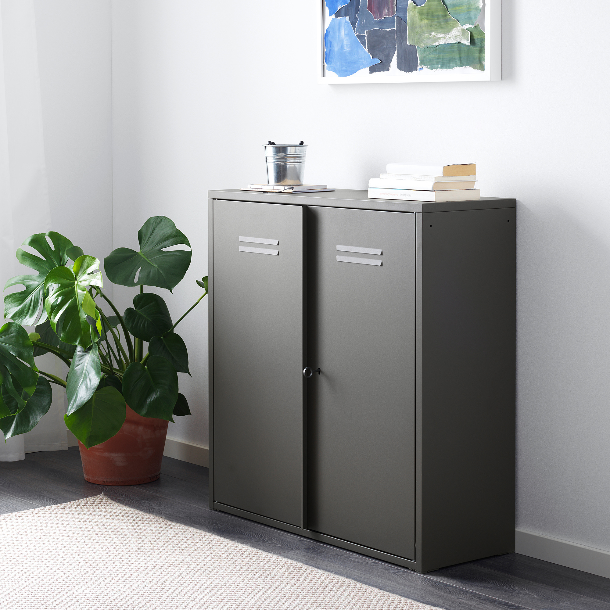 IVAR Armoire avec portes, gris IKEA
