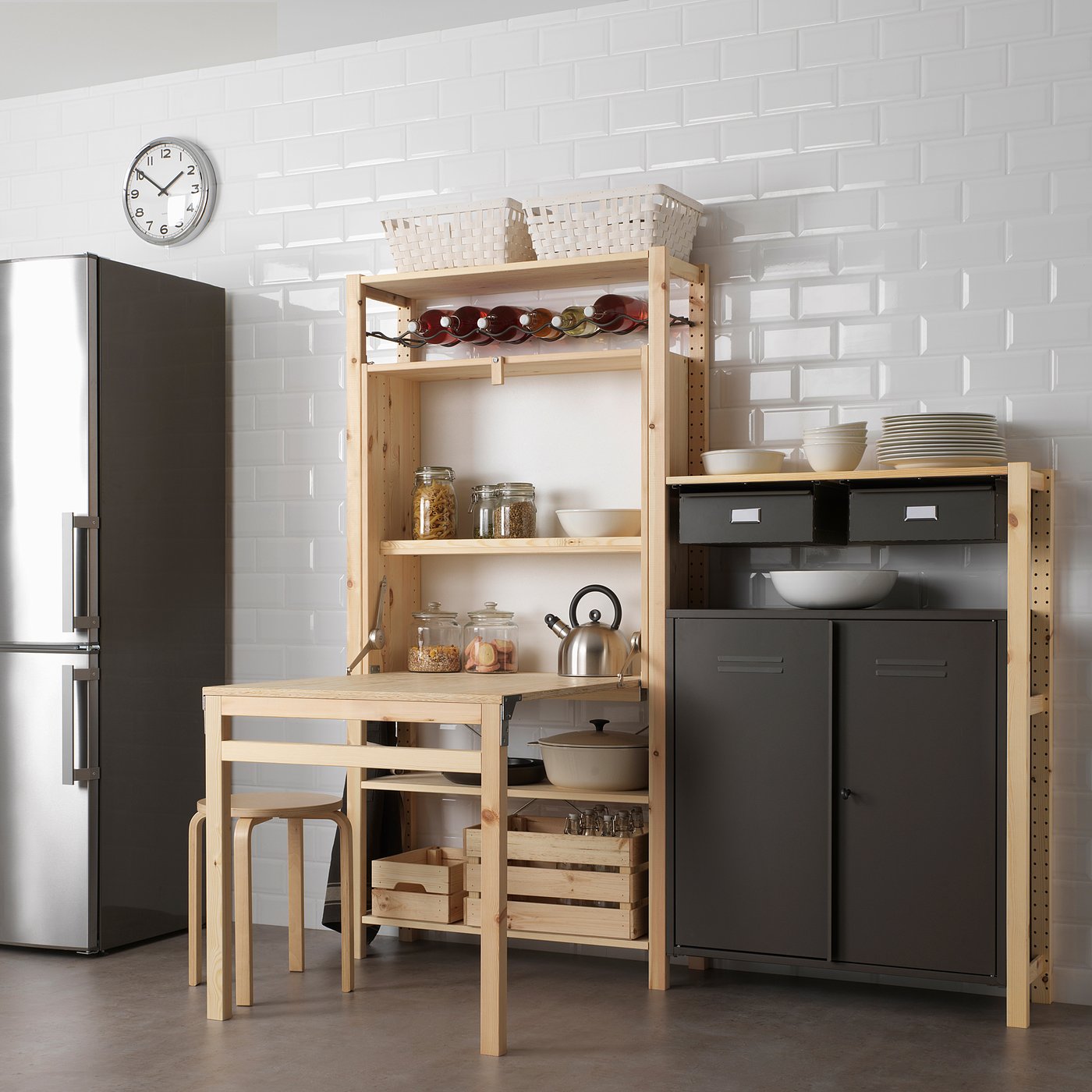 Ivar Rangement Avec Table Pliante Pin Ikea