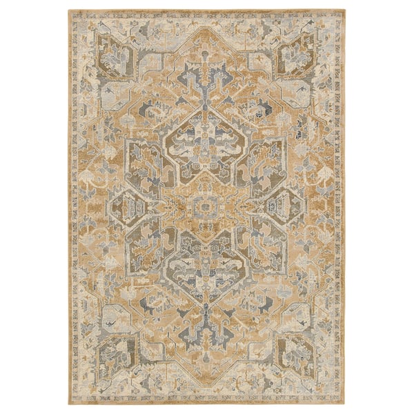 JÄRNVÄG Tapis, poils ras, motif décoratif beige/beige foncé, 160x230 cm