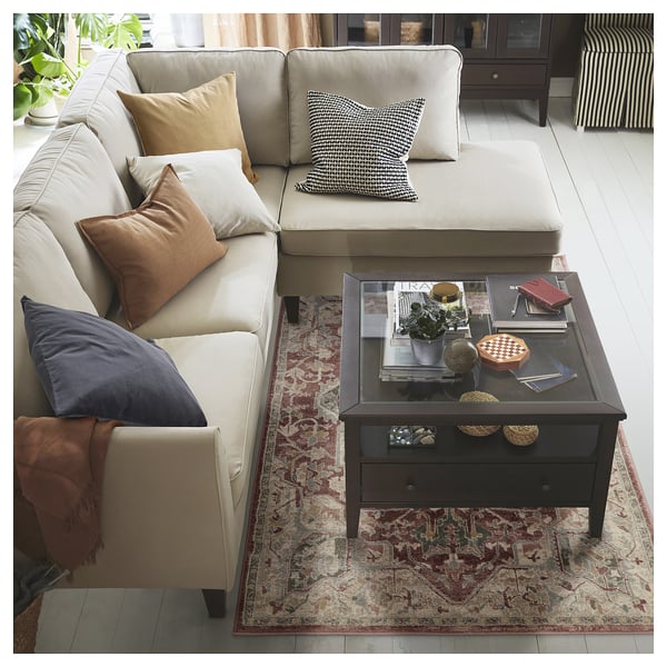 JÄRNVÄG Tapis, poils ras, motif décoratif rose/beige, 133x195 cm