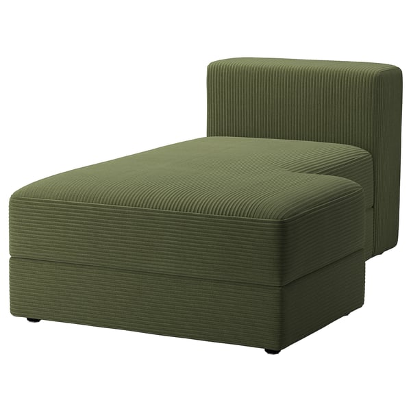 Module de chaise longue vert JÄTTEBO, design moderne avec texture nervurée, orientation côté droit, forme en L.