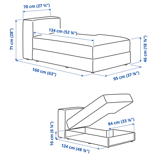 Illustration avec les mesures du produit : JÄTTEBO.
