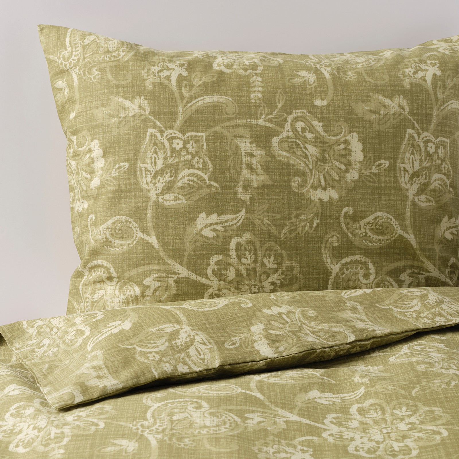 JUNIMAGNOLIA Housse de couette et 2 taies, vert, blanc, 240x220/65x65 ...