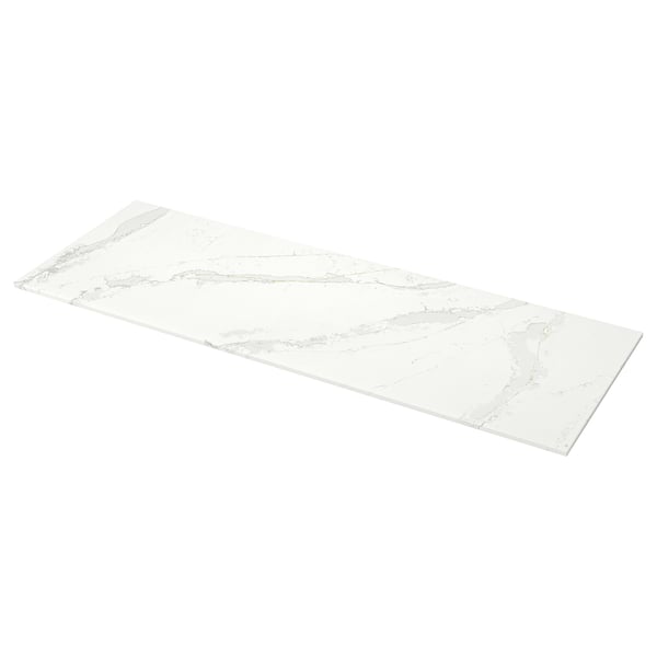 Plan de travail en quartz blanc KASKER, design lisse, rectangulaire, sans couture.