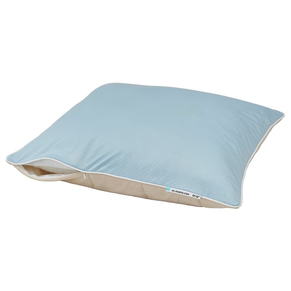 Protège-oreiller KEJSAROLVON : bleu, carré, nylon doux, fermeture éclair, matériaux recyclés.