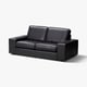 Canapé KIVIK en cuir noir, design élégant et moderne, accoudoirs bas, siège profond et confortable.