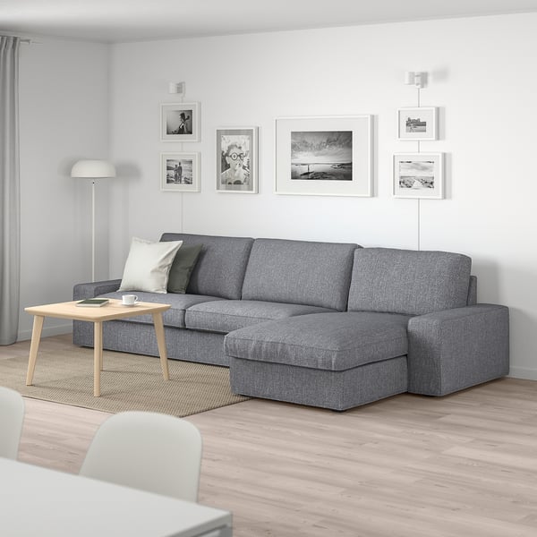 KIVIK Canapé 4 places, Avec méridienne/Lejde gris/noir IKEA