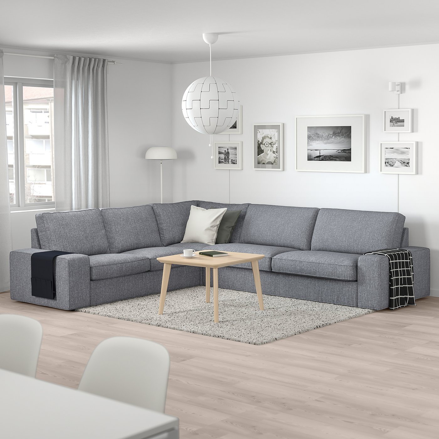 kivik canape d angle 5 places lejde gris noir ikea