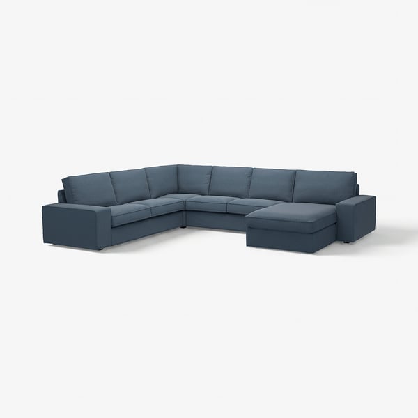 KIVIK Canapé d'angle 5pl + méridienne, Gunnared bleu